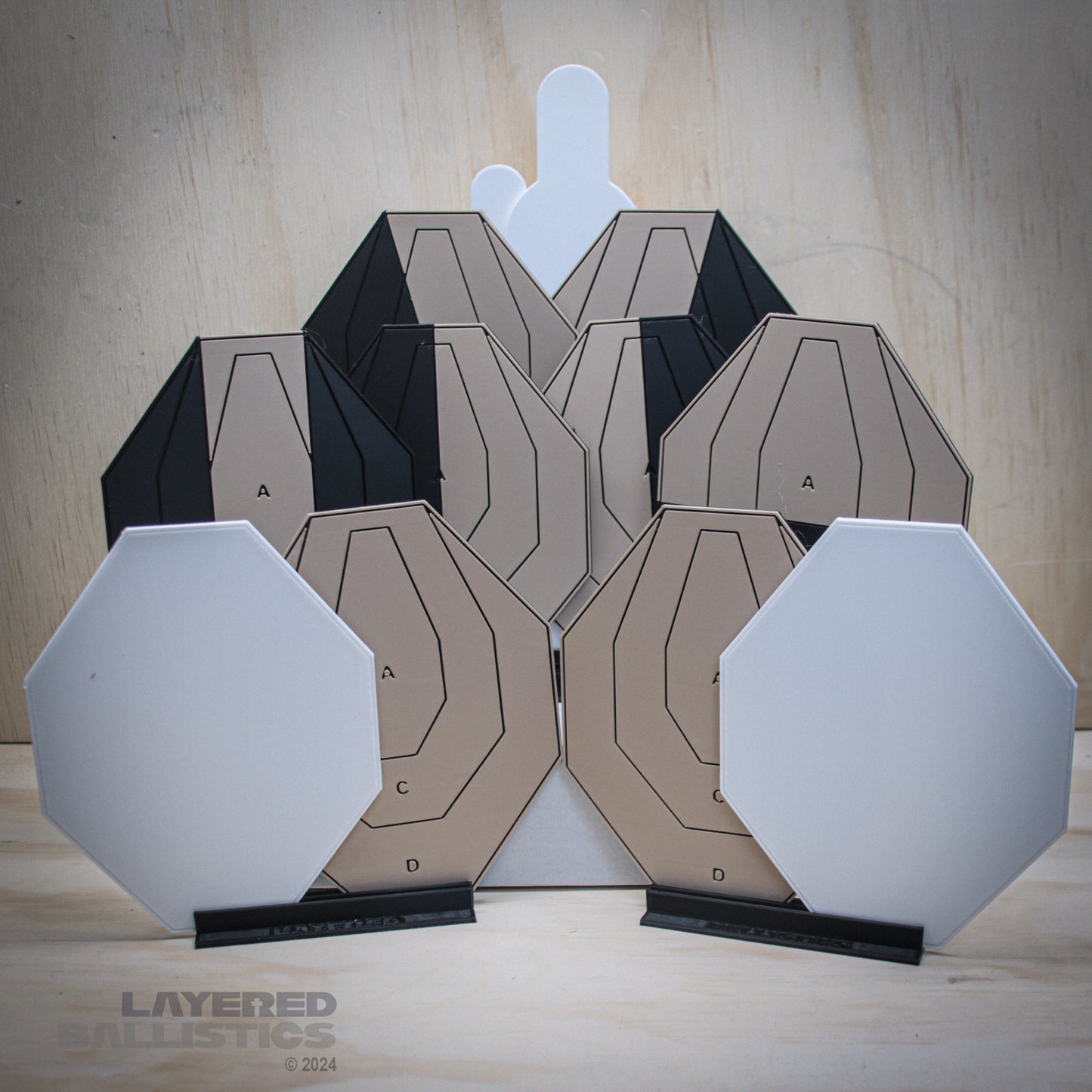 Tombstone USPSA / IPSC 1/4th scale Dry Fire Targets - Tan Letters